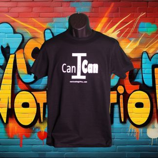 Black TShirt with the words Determined Determination Determines written on the front in White ink. With the words motivategifts.com written below image centered